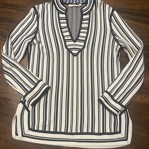 Tory Burch Black and White Patterned Knit Tunic